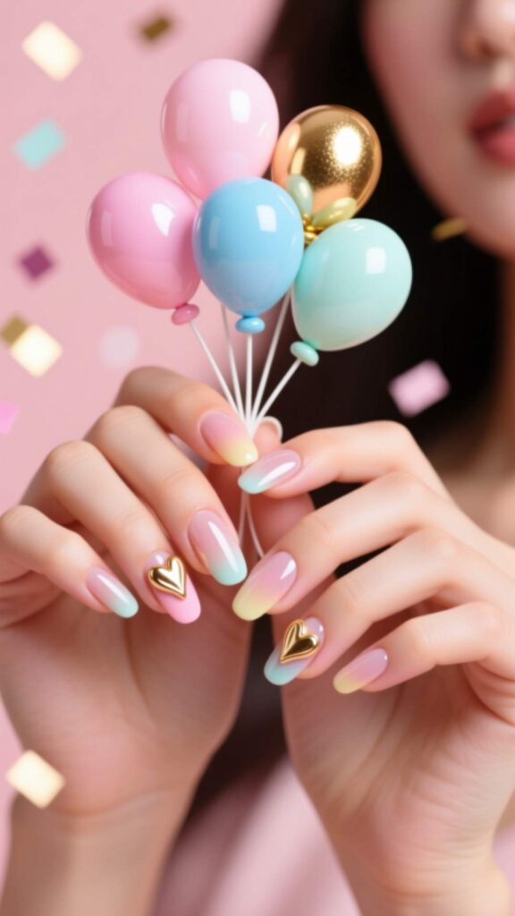 Birthday Balloon Nail Art