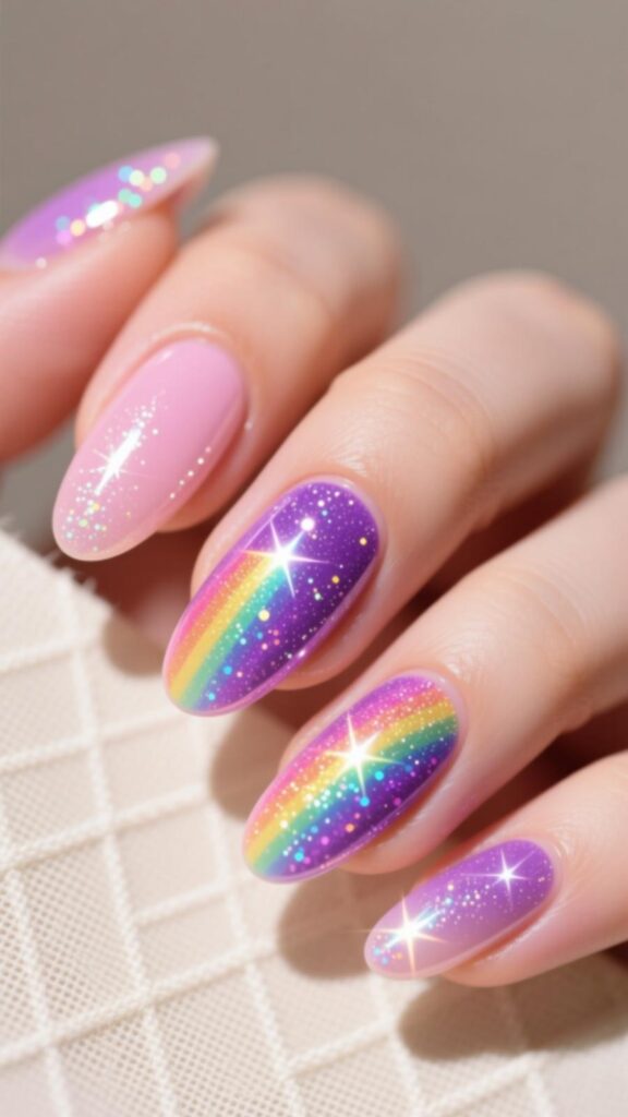 Rainbow Glitter Tips