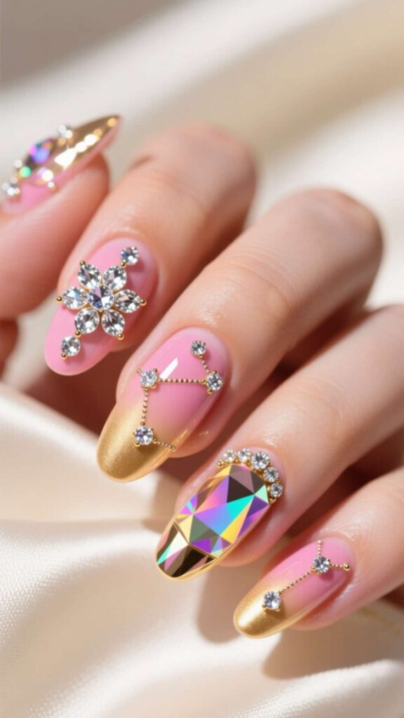 Birthday Nails with Gemstones