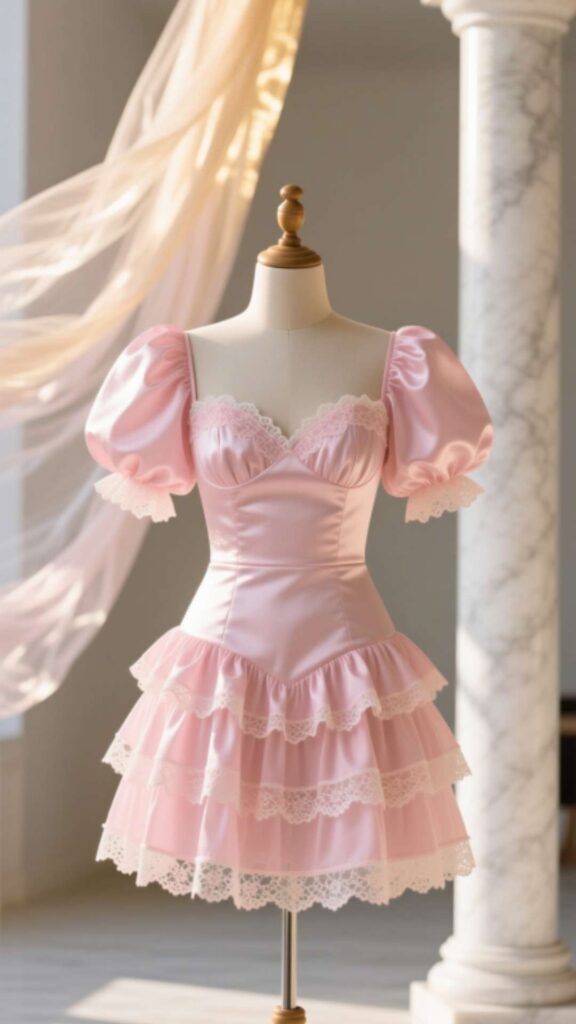 Cute Mini Dress with Puff Sleeves