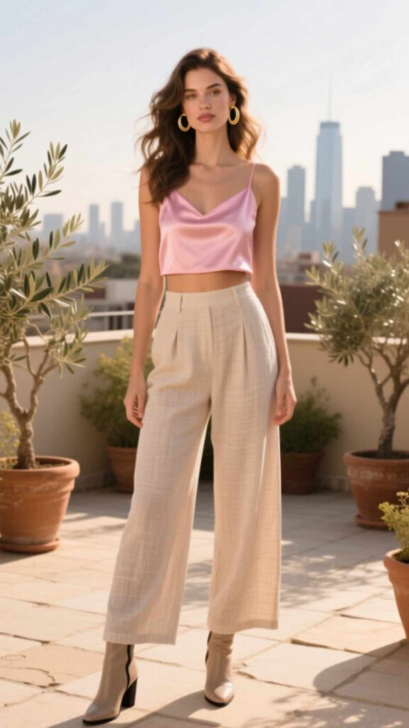 Wide-Leg Pants and Crop Top