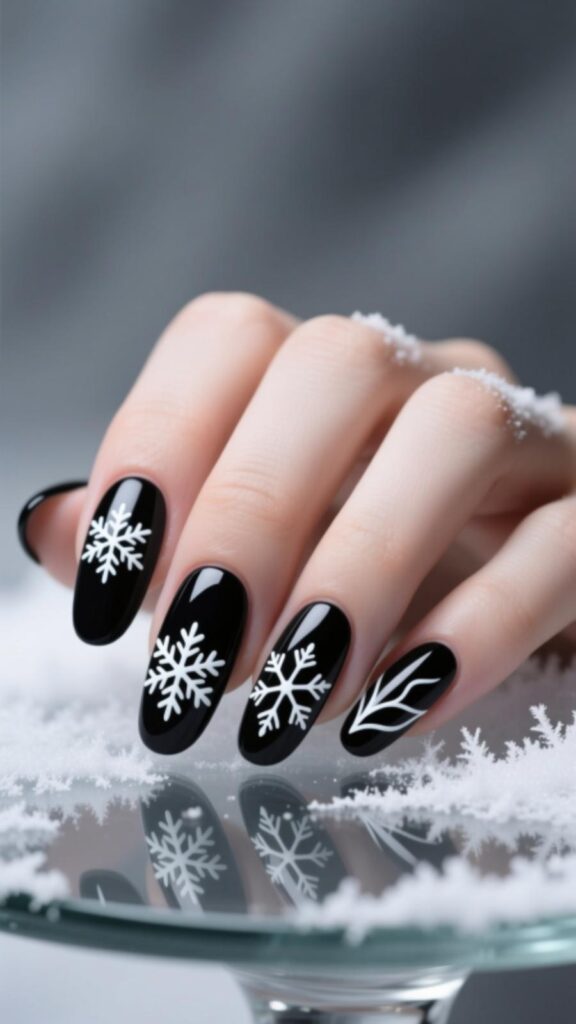 Matte Black with White Snowflake Accents