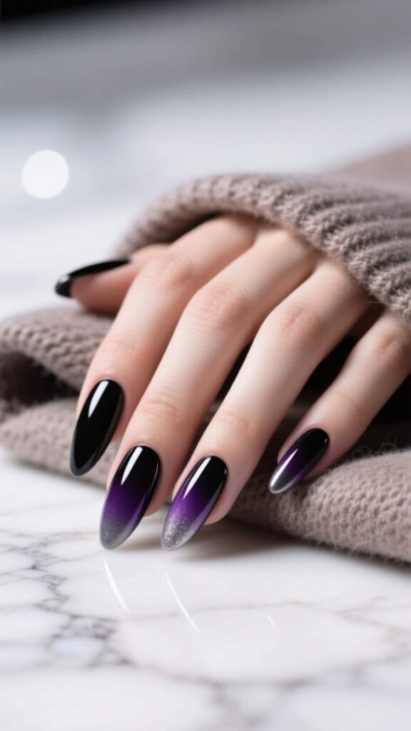 Black Ombre with Dark Purple