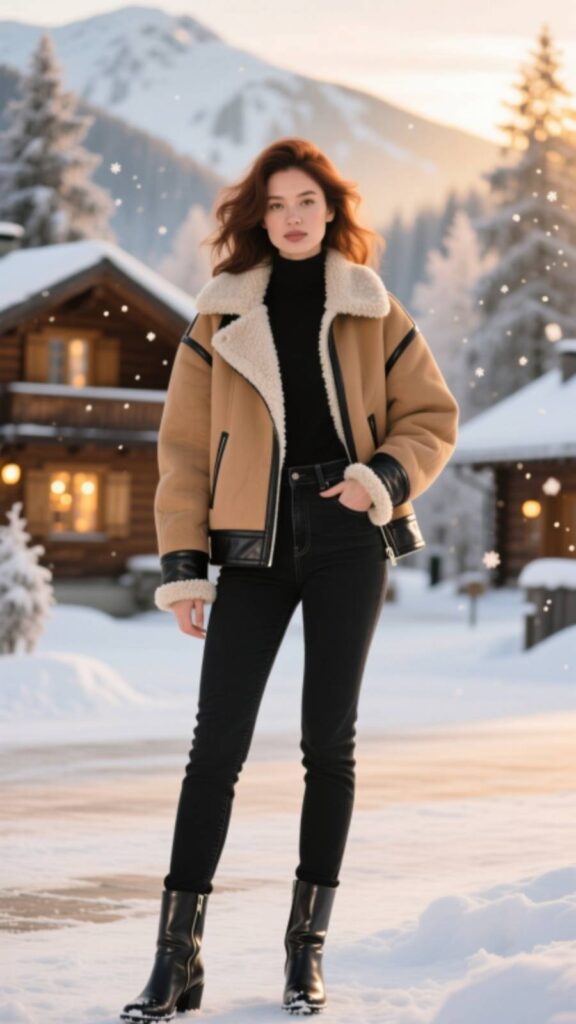 Sherpa Jacket with Black Jeans