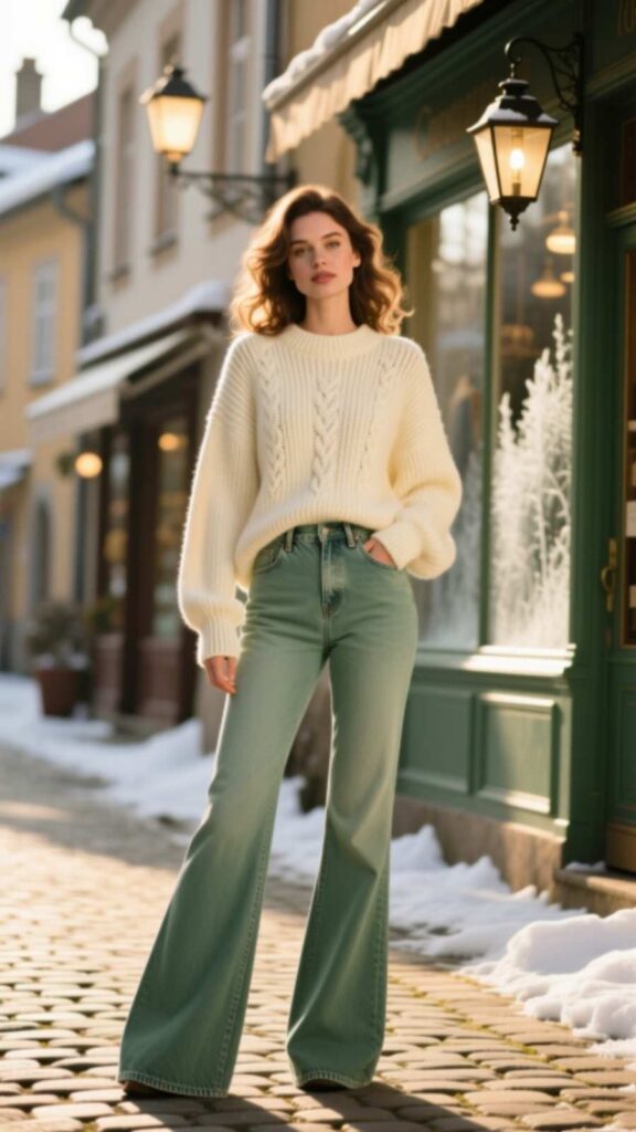 Sweater with Flared Jeans