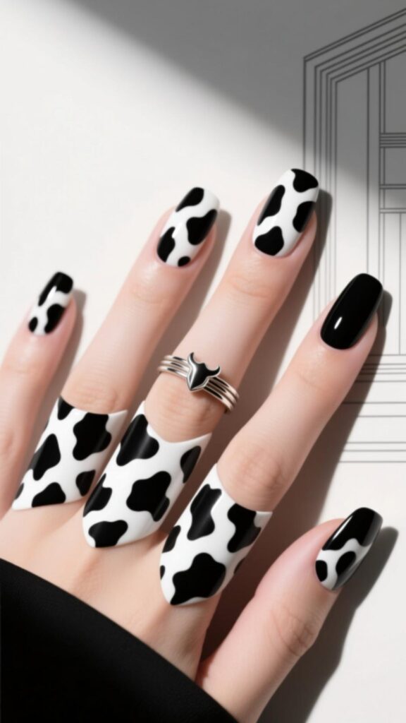 Cow Print Nails