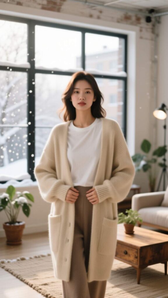 Cardigan Over a Basic Tee