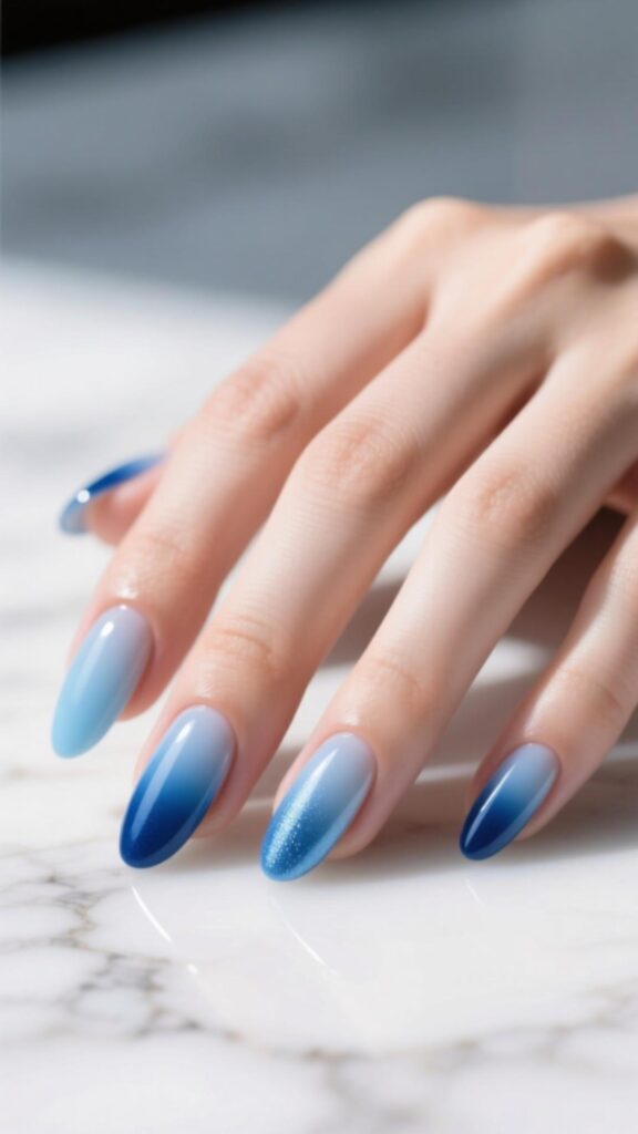 Sky Blue Ombre Nails