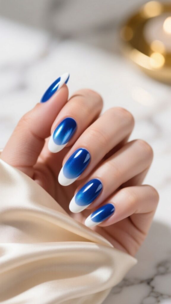 Blue French Tip Nails