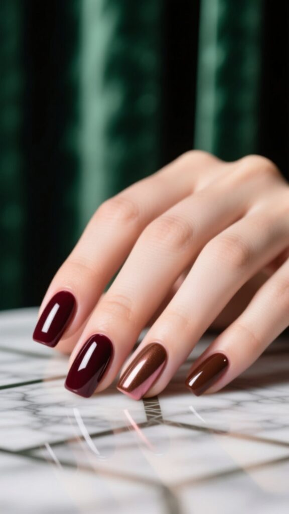 Classic Cherry Mocha Gloss Nails