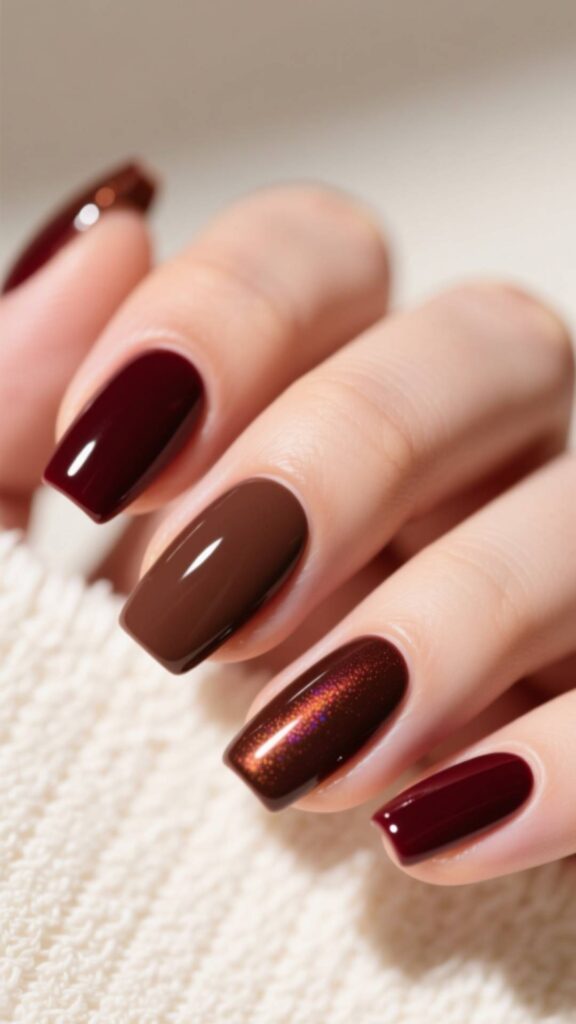 Matte Cherry Mocha Nails