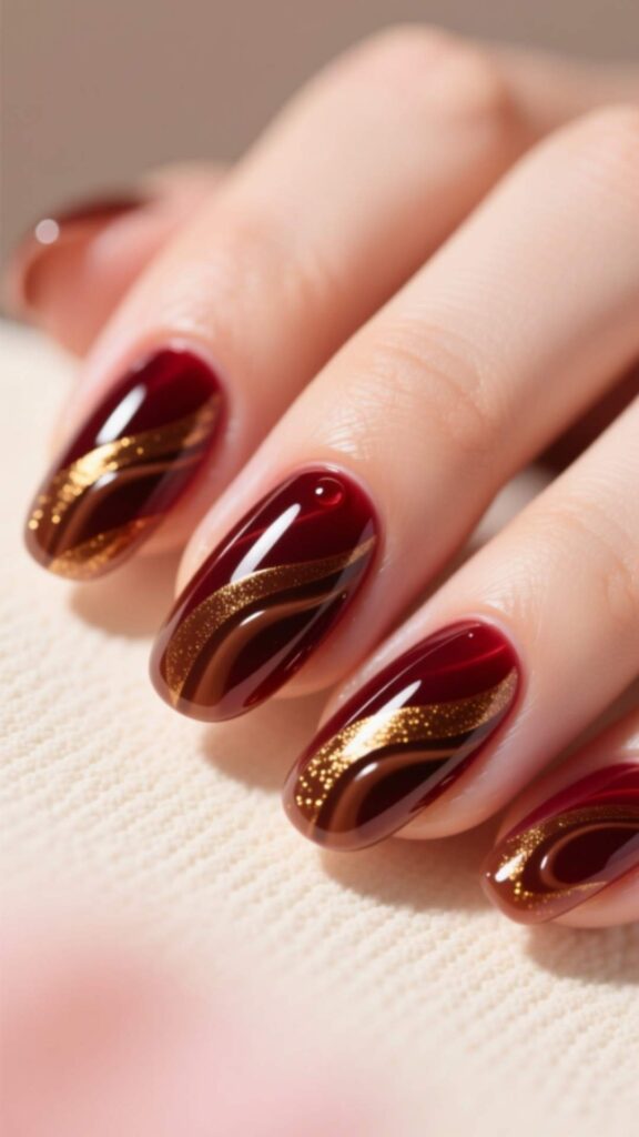 Cherry Mocha Jelly Nails