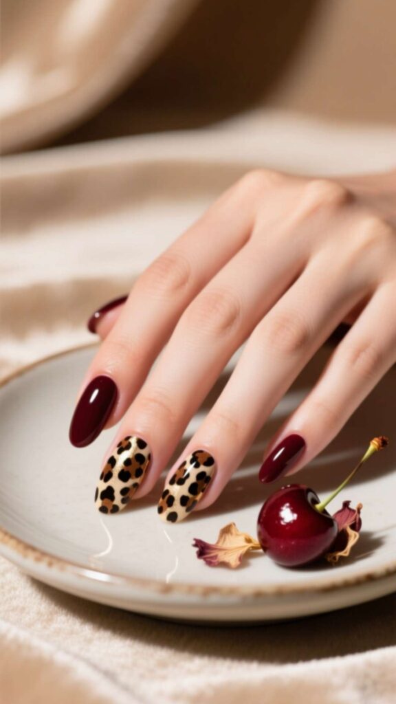 Cherry Mocha Leopard Print