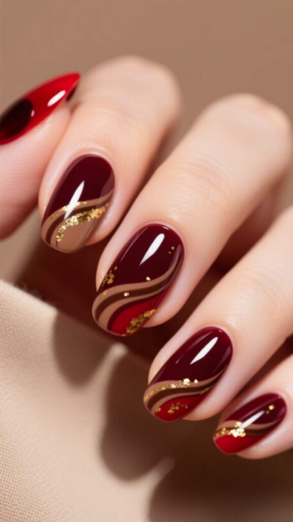 Cherry Mocha Accent Nail