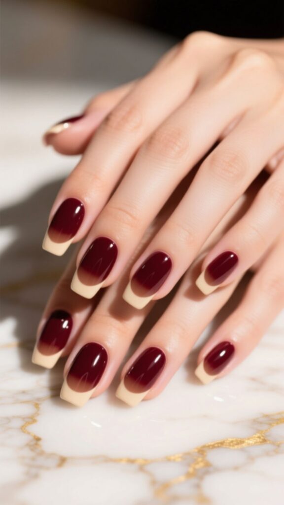 Cherry Mocha French Tips