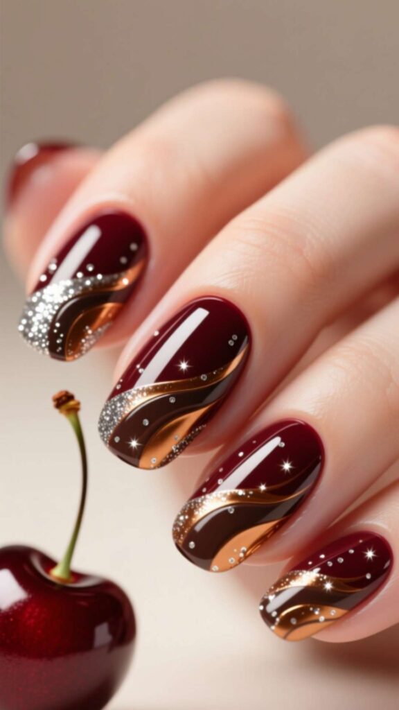 Cherry Mocha with Silver Glitter