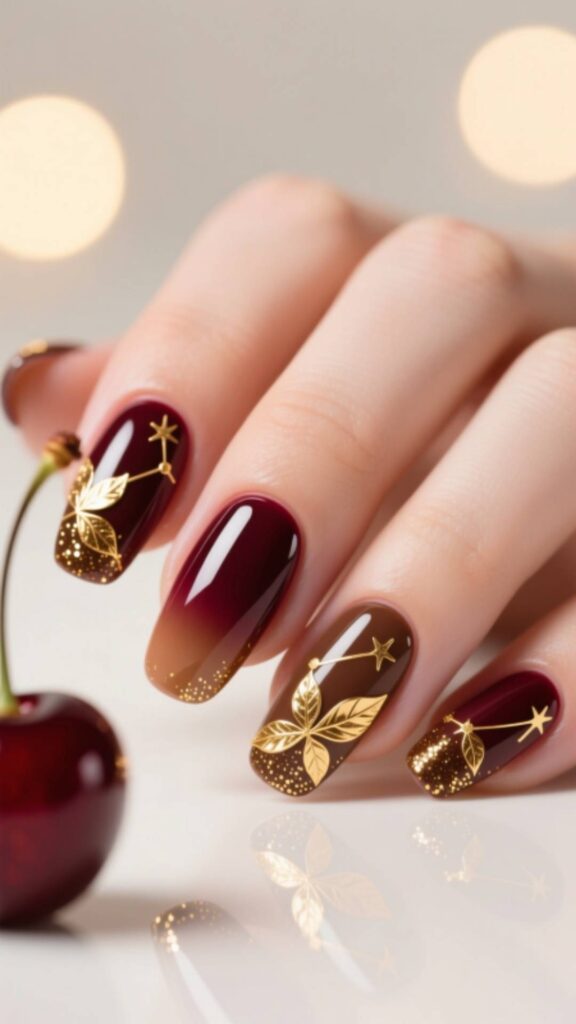Cherry Mocha and Gold Accents