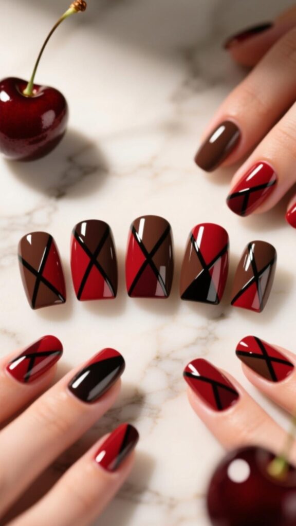 Cherry Mocha Geometric Design