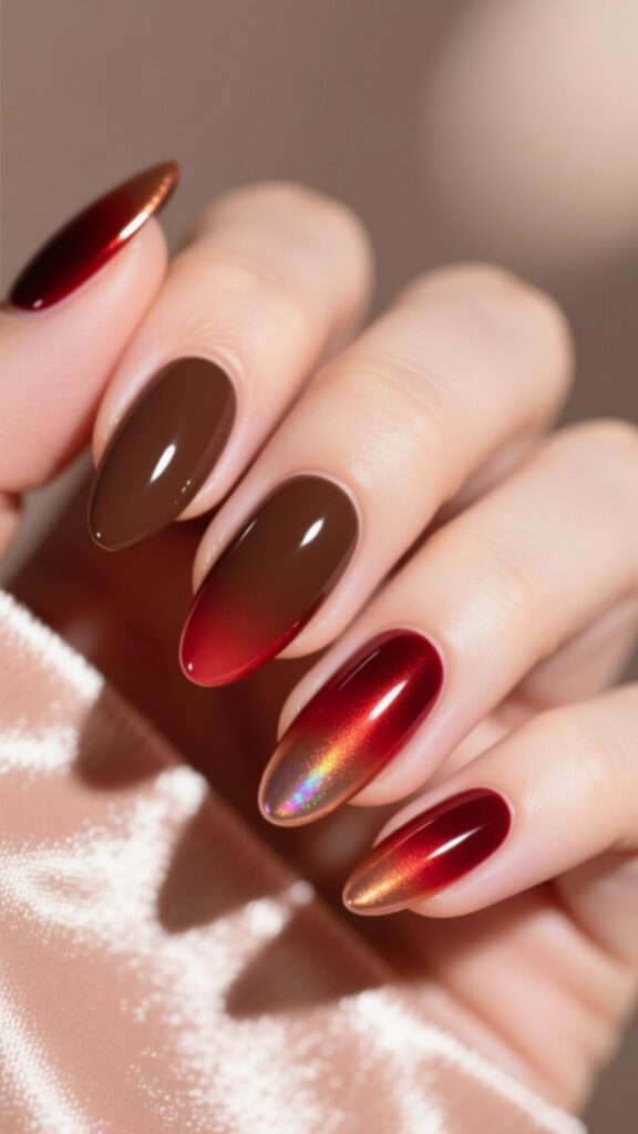 Cherry Mocha Aura Nails