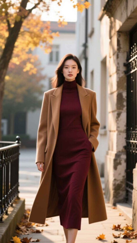Longline Blazer with Turtleneck Dress