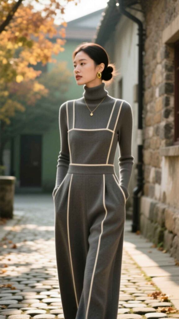 Turtleneck Under Overall Dress