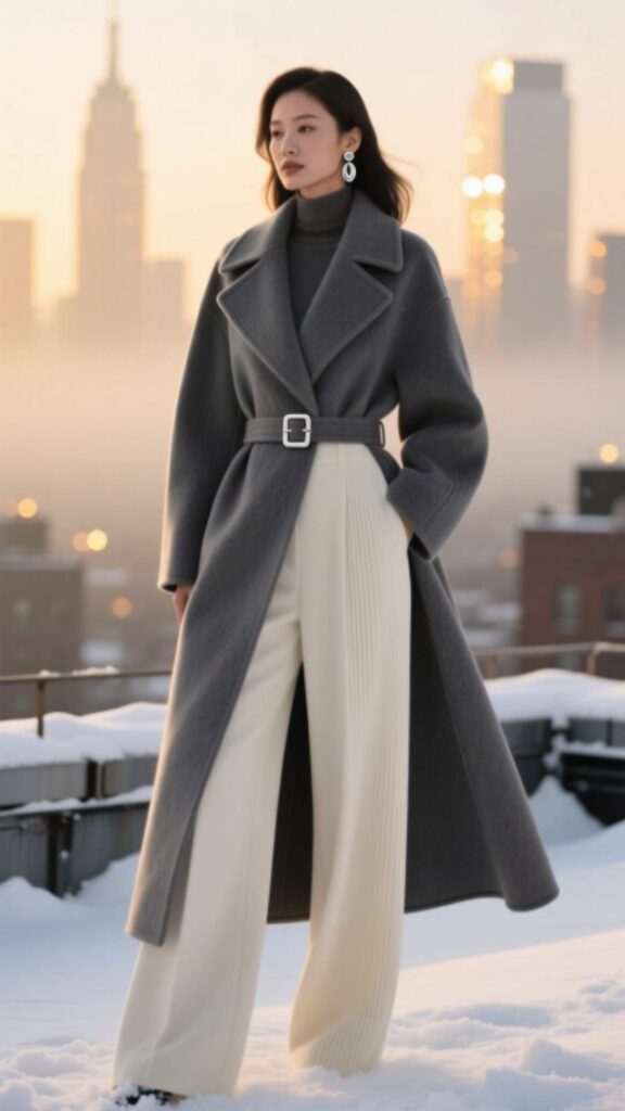 Maxi Coat and Wide-Leg Trousers