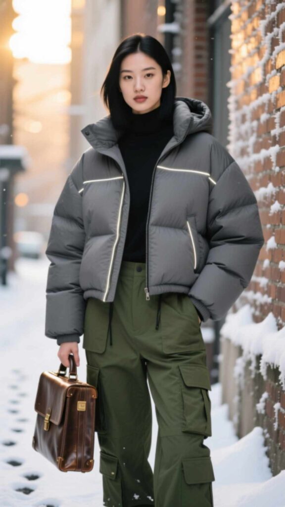 Puffer Jacket and Cargo Pants