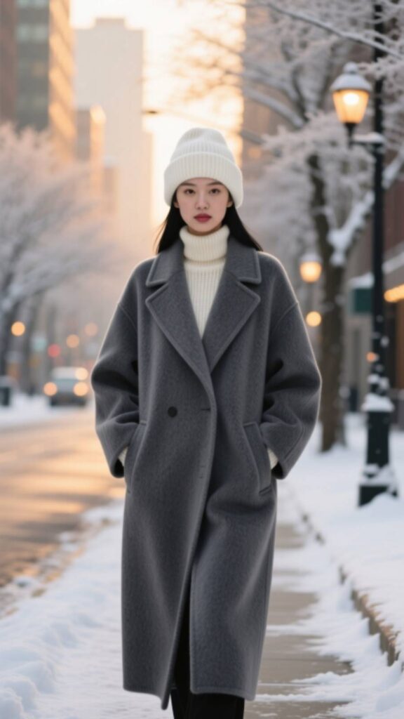 Long Wool Coat and Beanie