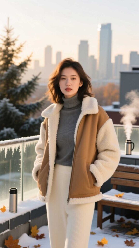 Sherpa Jacket and Turtleneck