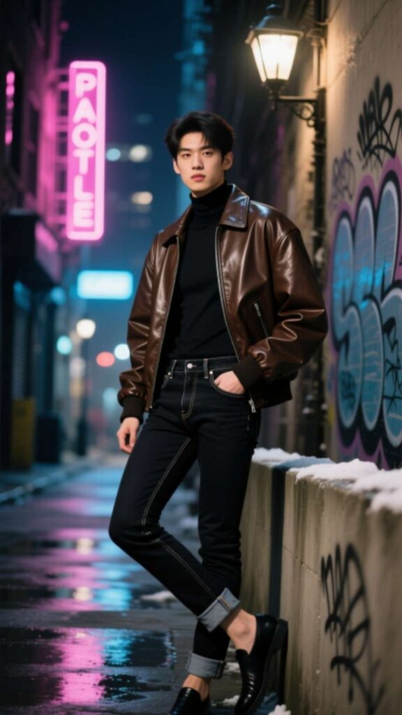 Leather Jacket with Skinny Jeans