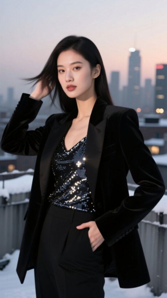 Sequin Top with Blazer