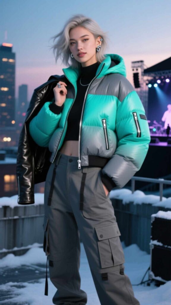 Puffer Jacket with Cargo Pants