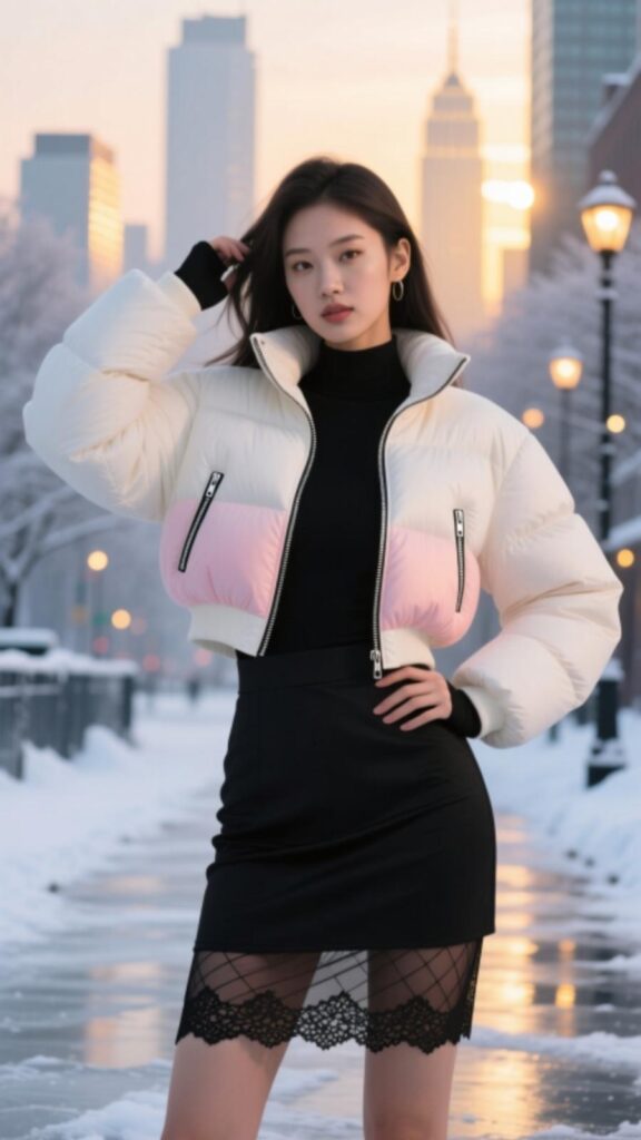 Cropped Puffer with Mini Dress