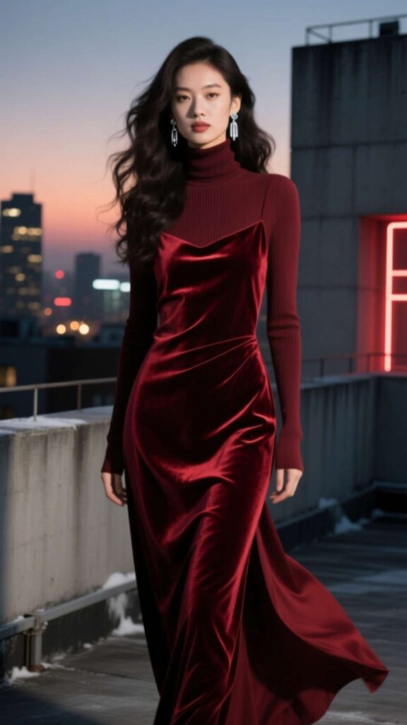  Turtleneck and Slip Dress Layer