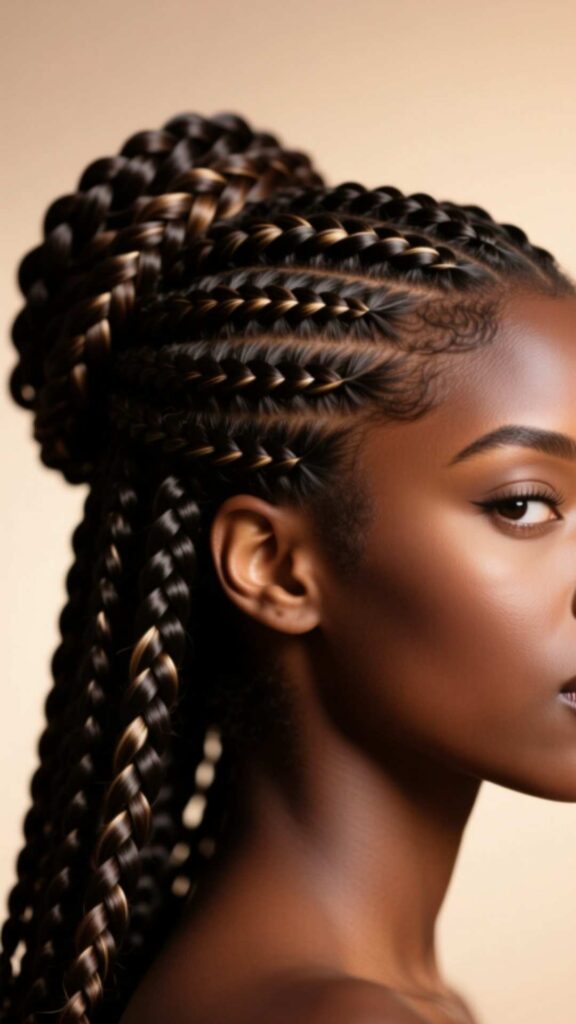 Cornrows with Knotless Braids
