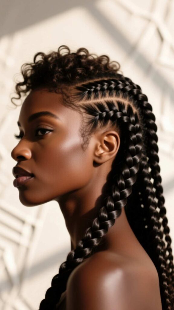 Cornrows with Zigzag Side Parts