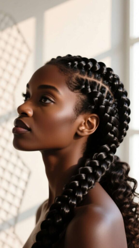 Cornrows with Curls at the Ends