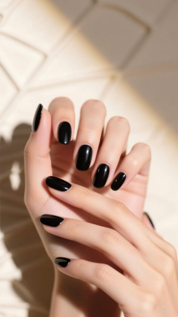 Glossy Black Nails