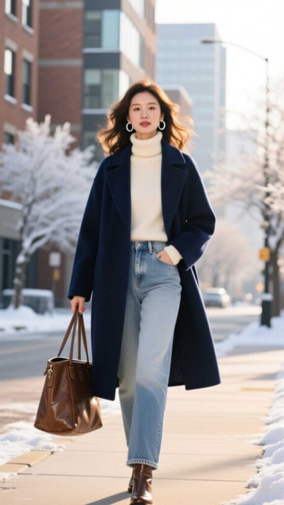 Peacoat with Straight-Leg Jeans
