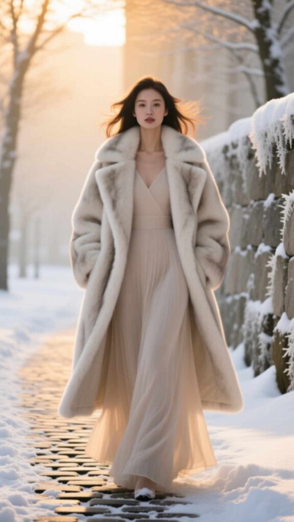 Faux Shearling Coat with Dress