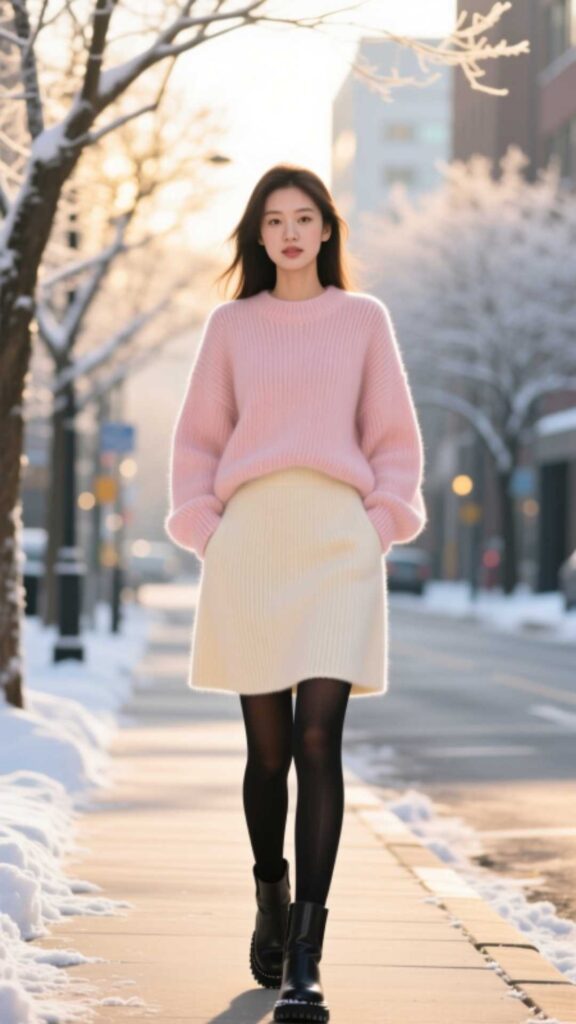 Wool Skirt with Tights