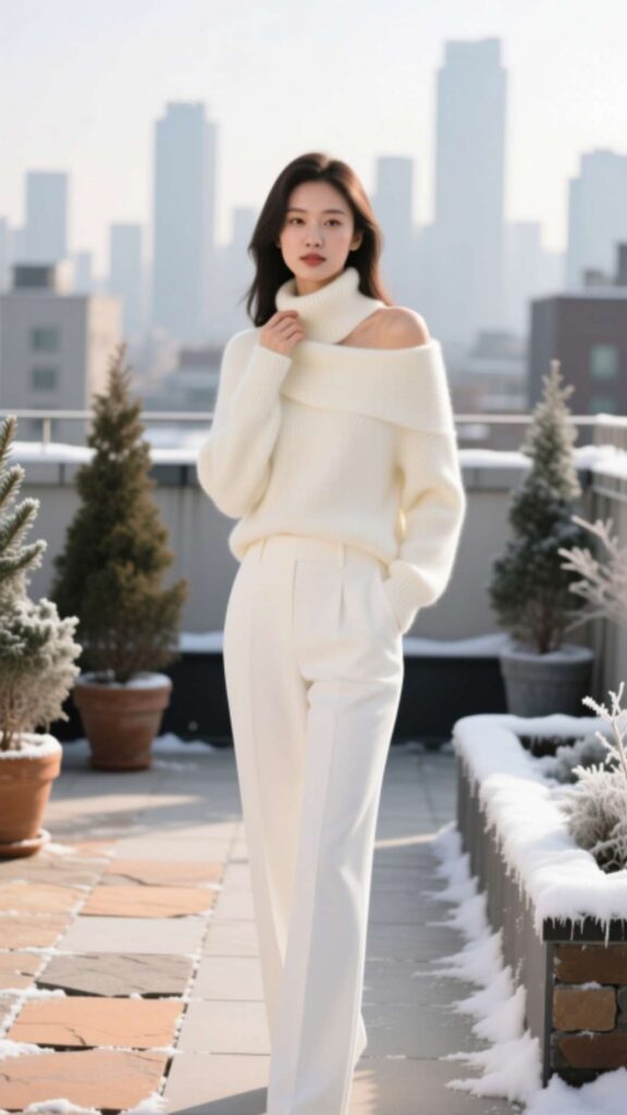Cashmere Sweater with White Pants