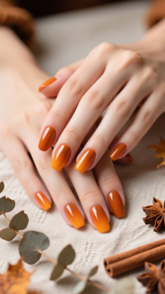Classic Pumpkin Orange Gel Nails