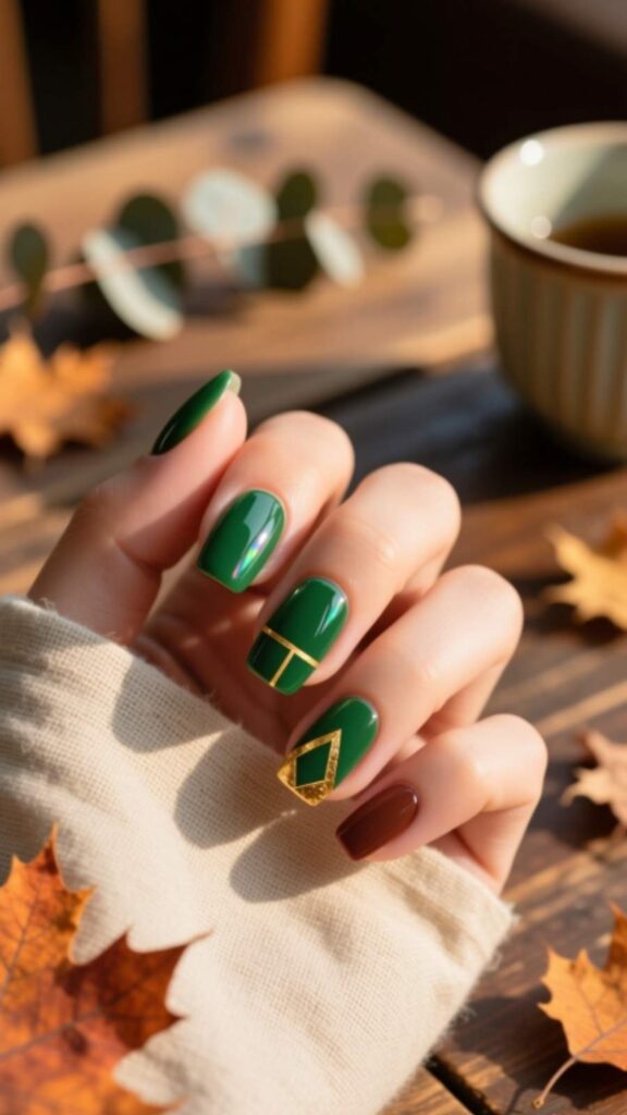 Emerald Green Gel Nails