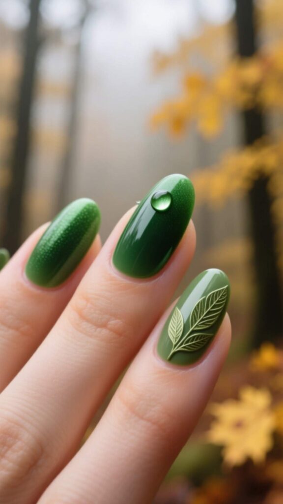 Forest Green Gel Nails