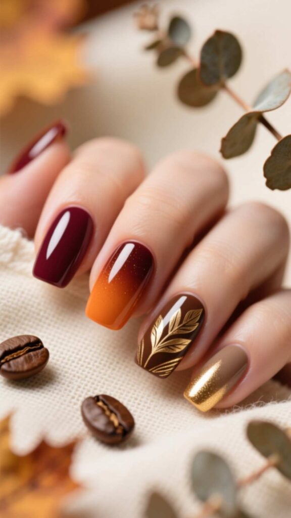 Coffee Gel Nails