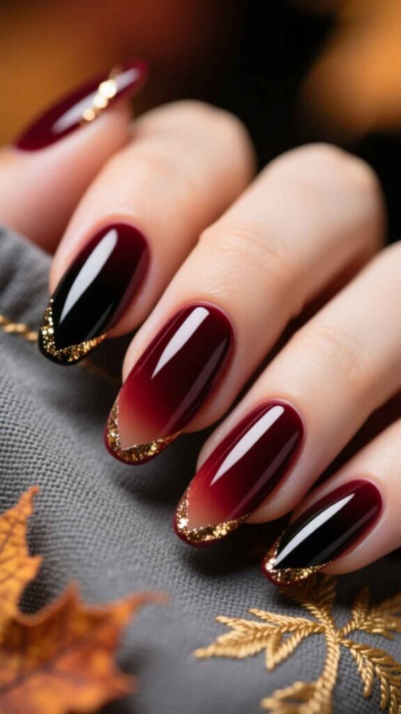 Deep Burgundy Gel Nails