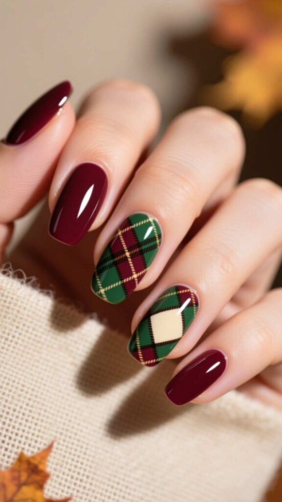 Plaid Nail Art with Gel Polish