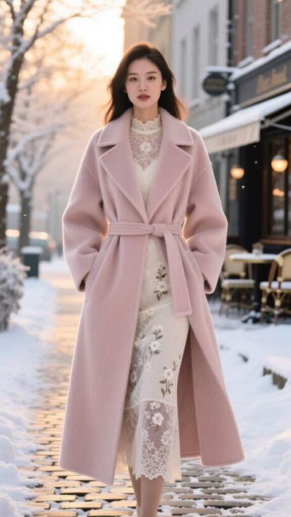 Long Wool Coat with Dress