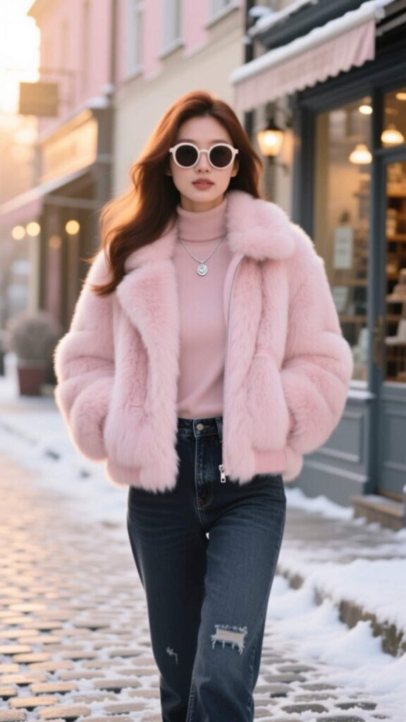 Faux Fur Jacket with Jeans